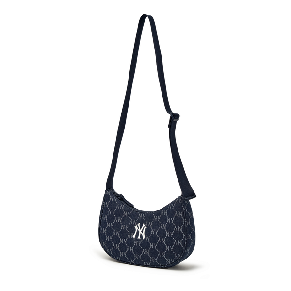 Túi Xách MLB Diamond Monogram Denim JQD Hobo Bag NY Yankees - 3ABQMV45N-50INS