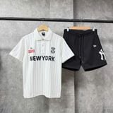  Áo Thun Polo New Era - [Unisex] NY Stripe Black/White 