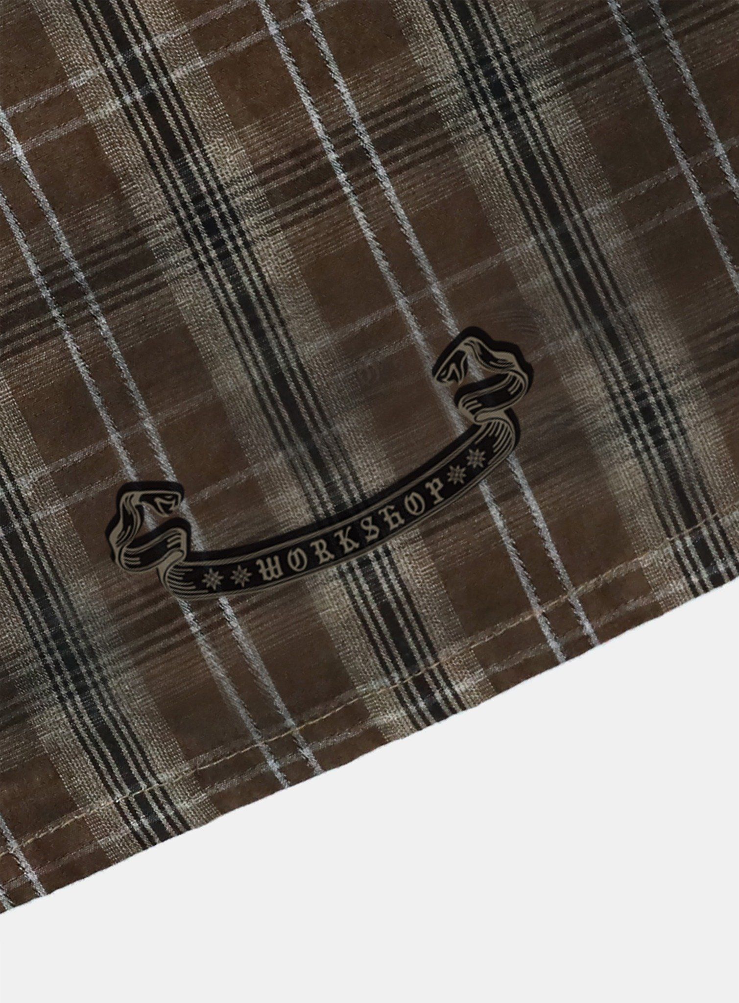  Áo Sơ Mi [Unisex] Badblood - [w-sht25-007] Cosmo Graphic Short Sleeve Shirt Brown Check 