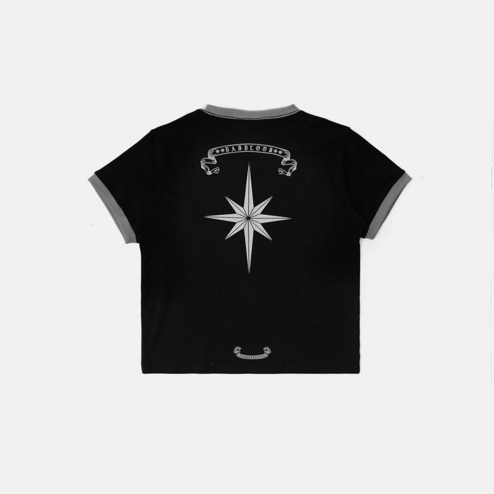  Áo Thun [Unisex] Badblood - [w-tee25-095] Cosmo Reflective Ringer T-Shirt Black 