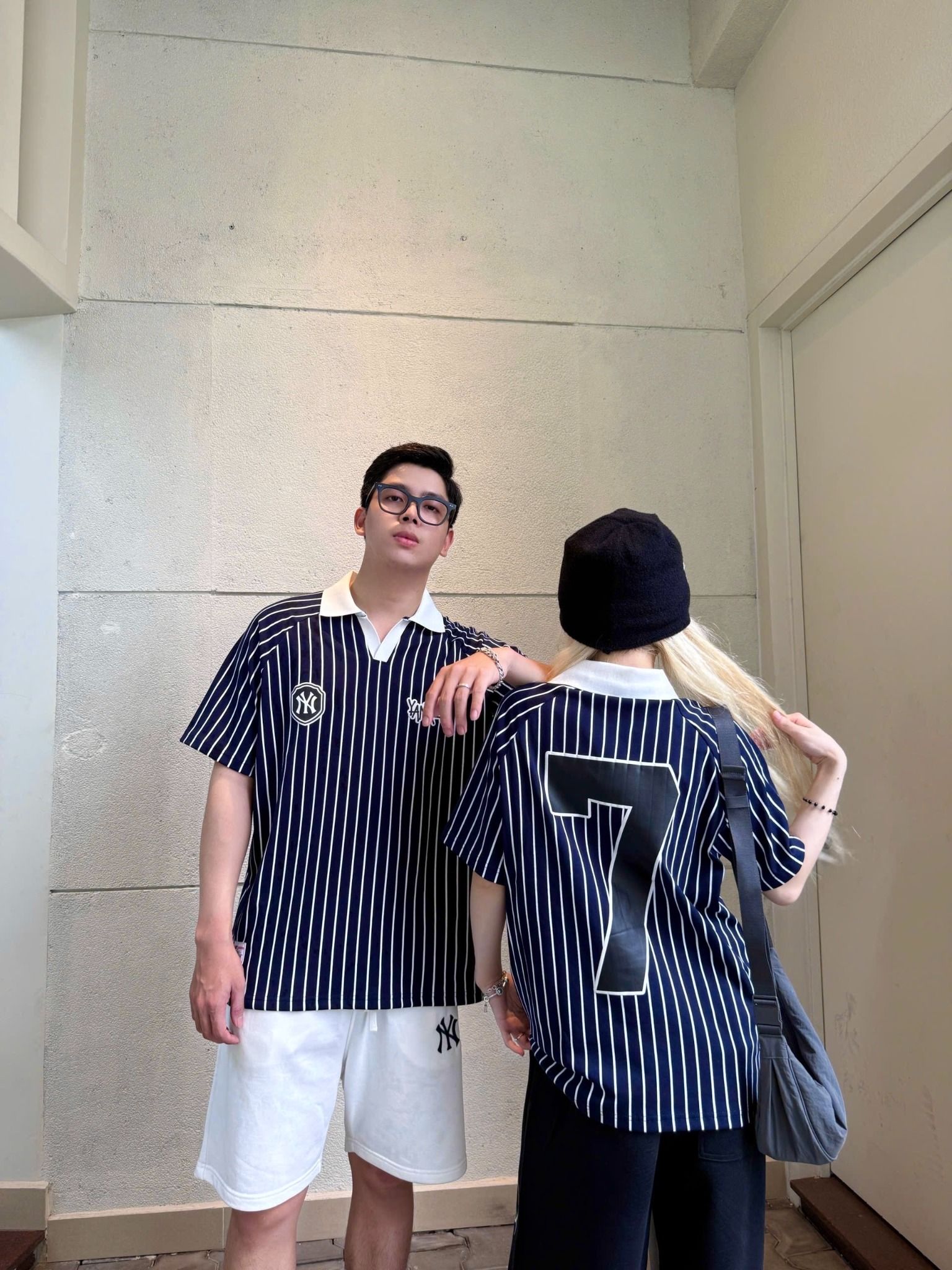  Áo Thun Polo New Era - [Unisex] NY 7 Stripe Navy/White 