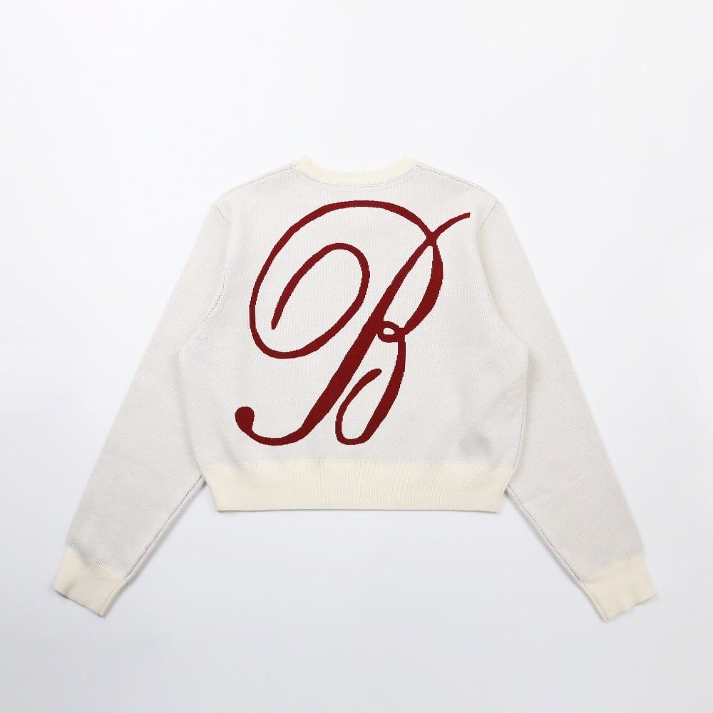  Áo Sweater [Unisex] Badblood - [w-knt24-007] Classic Big Logo Crewneck Sweater - Cream 