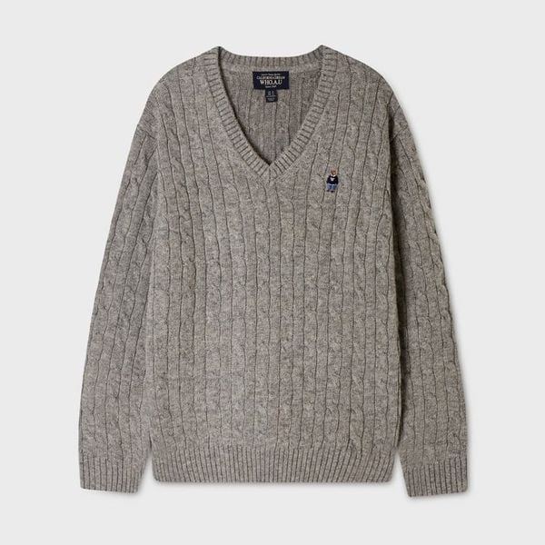  Áo Len Whoau - Steve Cable V-neck Pullover - WHKAG4922F 