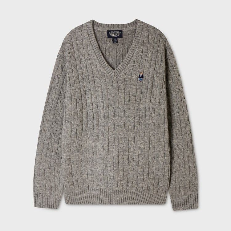  Áo Len Whoau - Steve Cable V-neck Pullover - WHKAG4922F 