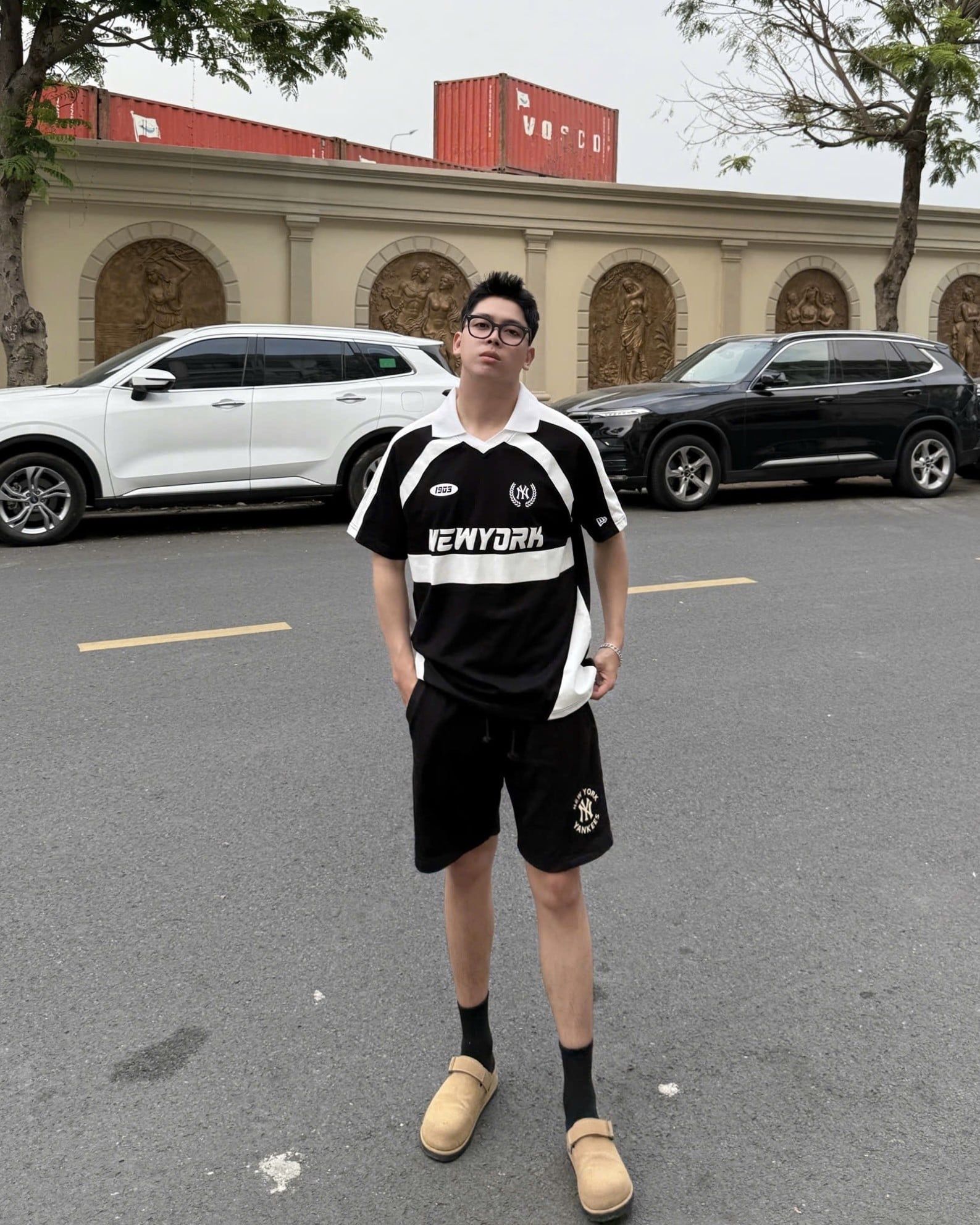  Áo Thun Polo New Era - [Unisex] NY Racing Style Black/White 