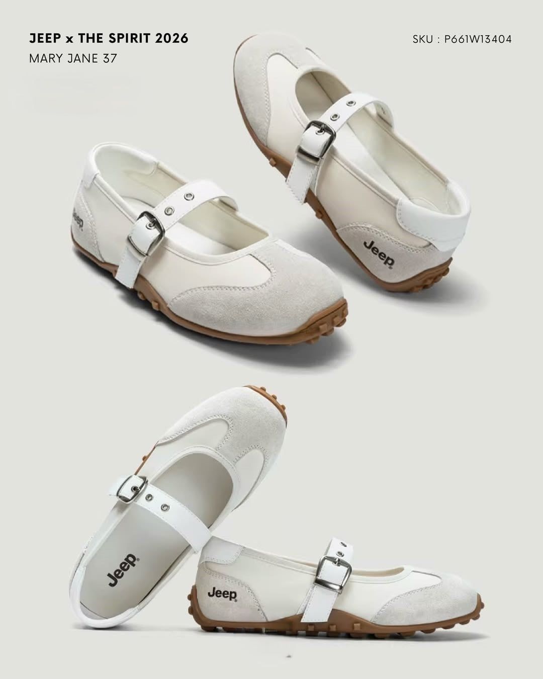 Giày Jeep Mary Jane - [Nữ] Vintage Suede White - P661W13404 