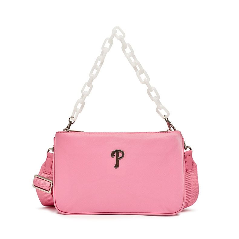  Túi Tote MLB Korea - Chainstrap Nylon Crossbody Philadelphia Phillies Pink - 3ACRM023N-10PKL 