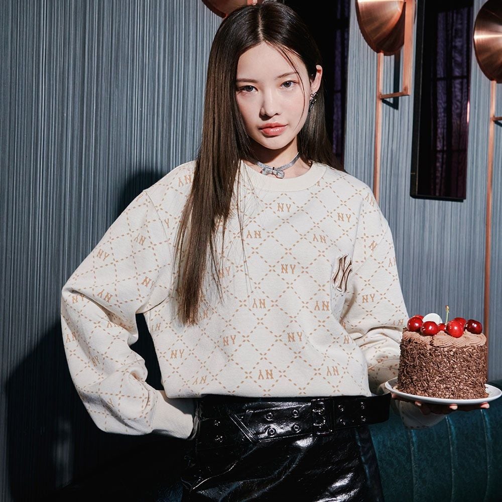  Áo Sweater MLB Korea - Dia Monogram Allover Jacquard NY - 3AMTM0134-50CRD 