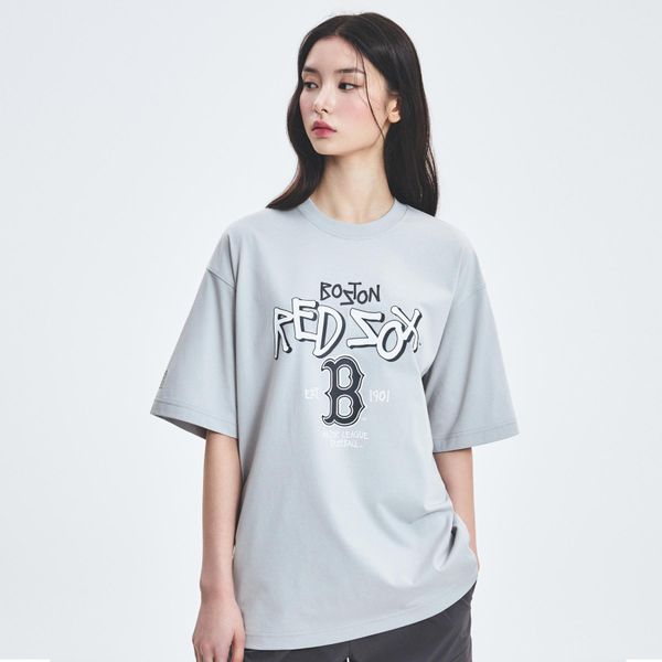 Áo thun [Unisex] MLB - Basic Big Logo Mega Overfit Functional Short Sleeve T-Shirt NY Yankees Gray - 3ATSB0553-43GRL
