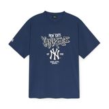  Áo thun [Unisex] MLB - Basic Big Logo Mega Overfit Functional Short Sleeve T-Shirt NY Yankees Navy - 3ATSB0553-50NYS 