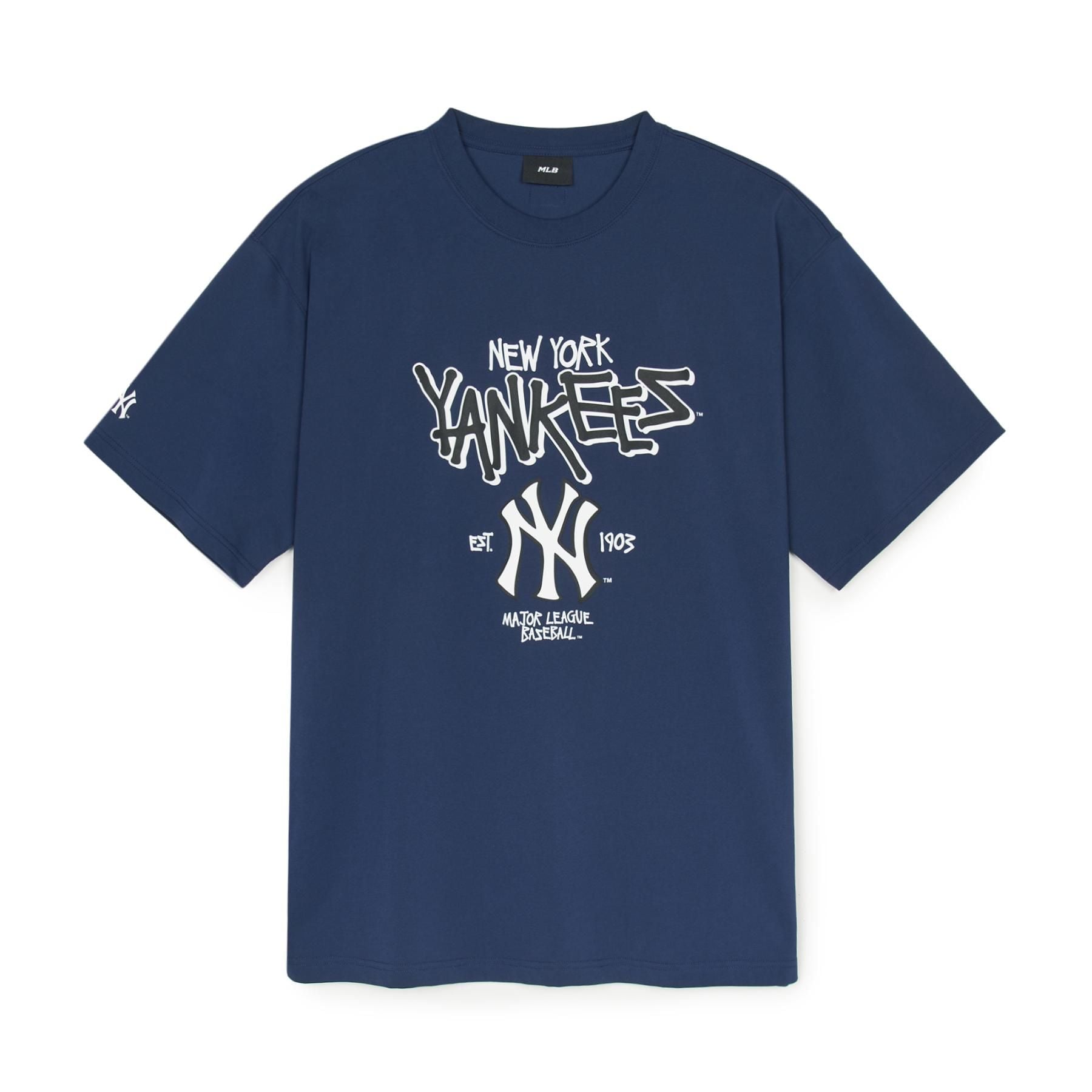  Áo thun [Unisex] MLB - Basic Big Logo Mega Overfit Functional Short Sleeve T-Shirt NY Yankees Navy - 3ATSB0553-50NYS 