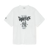  Áo thun [Unisex] MLB - Basic Big Logo Mega Overfit Functional Short Sleeve T-Shirt NY Yankees White - 3ATSB0553-50WHS 