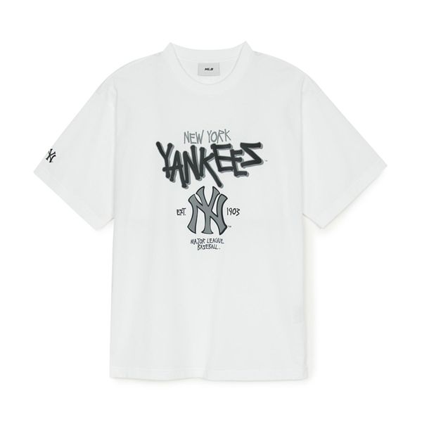 Áo thun [Unisex] MLB - Basic Big Logo Mega Overfit Functional Short Sleeve T-Shirt NY Yankees White - 3ATSB0553-50WHS