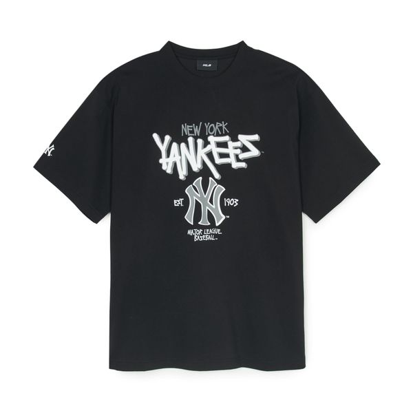 Áo thun [Unisex] MLB - Basic Big Logo Mega Overfit Functional Short Sleeve T-Shirt NY Yankees Black - 3ATSB0553-50BKS
