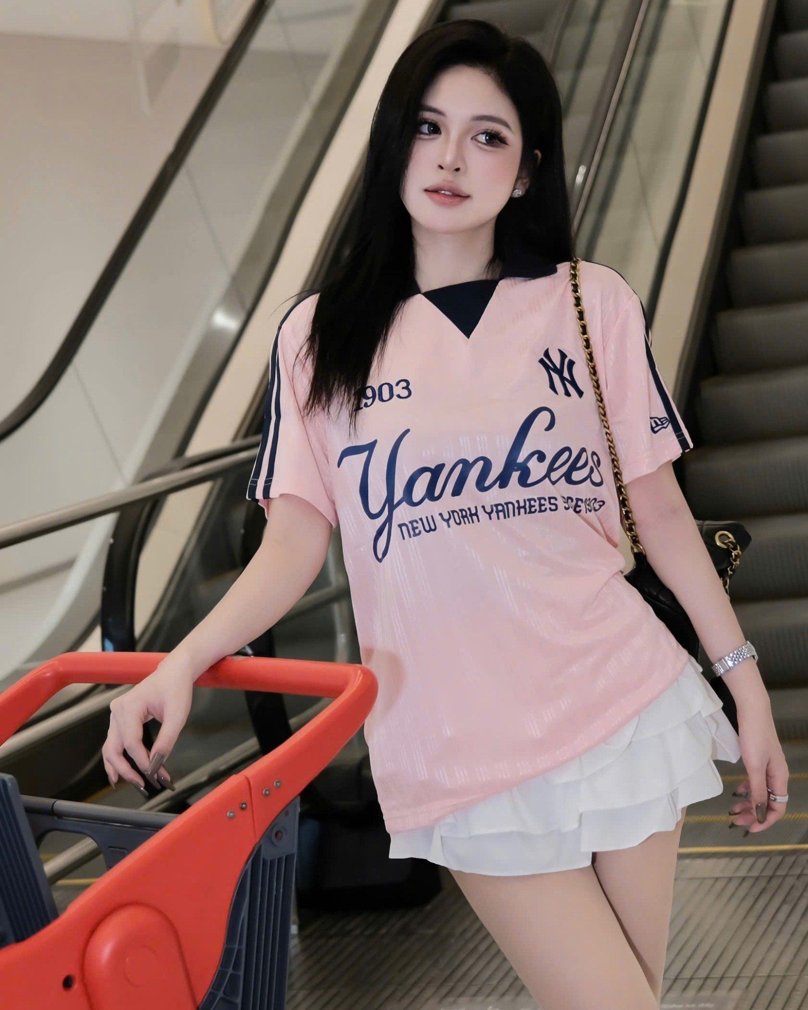  Áo Polo New Era - [Unisex] NY Yankees Jersey Stripe Pink - 13265555 