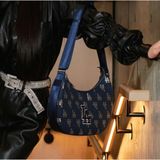  Túi Xách MLB Korea - Classic Monogram Jacquard Large Hobo Bag LA Navy - 3ABQL023N-07NYD 