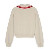  Áo Sweater MLB [Nữ] - Sporty Varsity Half-Zip Sweater NY Cream - 3FKPV0344-50CRD 