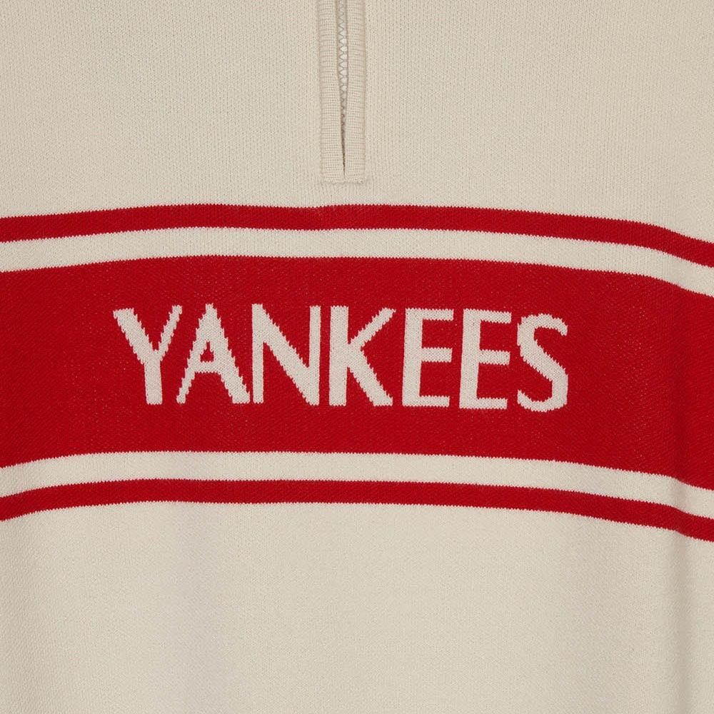  Áo Sweater MLB [Nữ] - Sporty Varsity Half-Zip Sweater NY Cream - 3FKPV0344-50CRD 