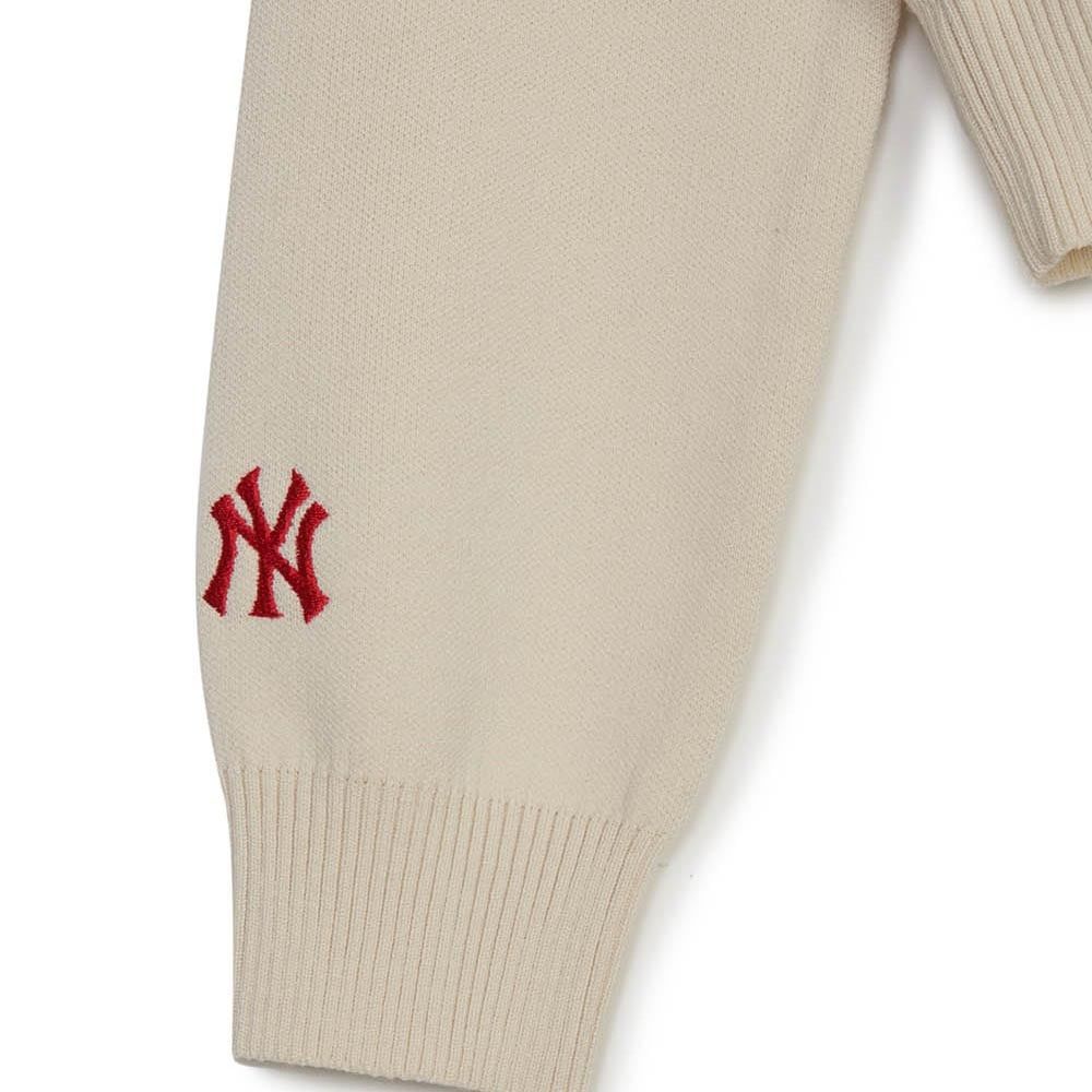  Áo Sweater MLB [Nữ] - Sporty Varsity Half-Zip Sweater NY Cream - 3FKPV0344-50CRD 