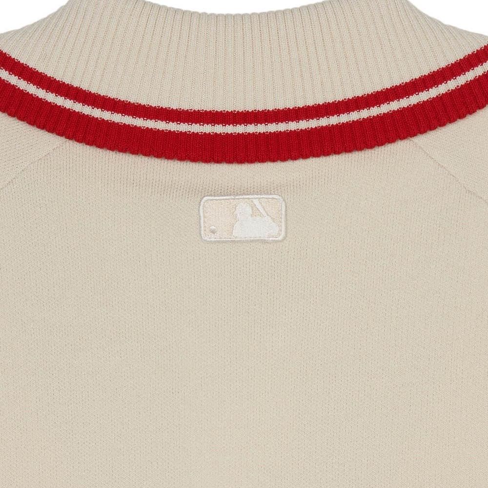 Áo Sweater MLB [Nữ] - Sporty Varsity Half-Zip Sweater NY Cream - 3FKPV0344-50CRD 