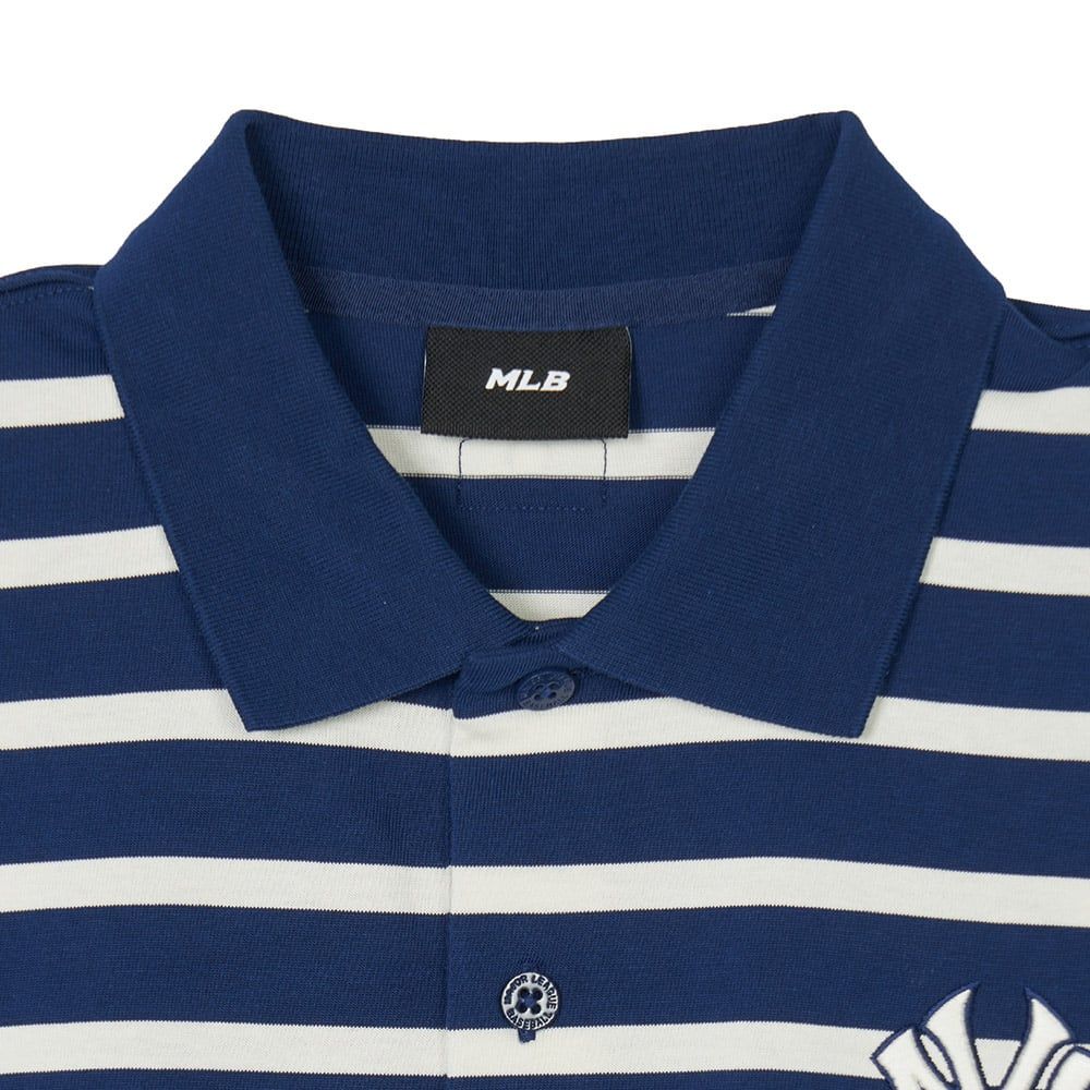  Áo Polo MLB - Varsity Stripe Oversized Collared T-shirt NY - 3APQV0343 