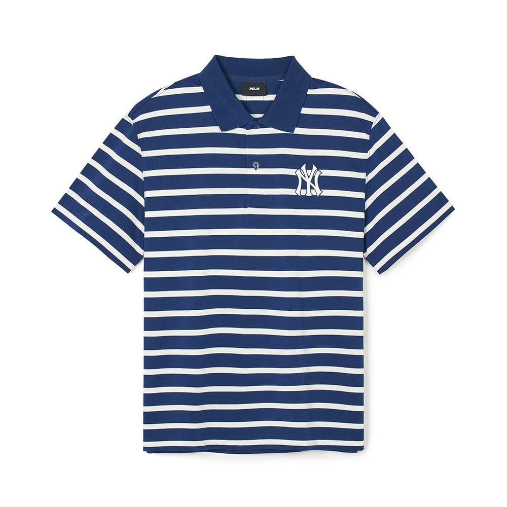  Áo Polo MLB - Varsity Stripe Oversized Collared T-shirt NY - 3APQV0343 