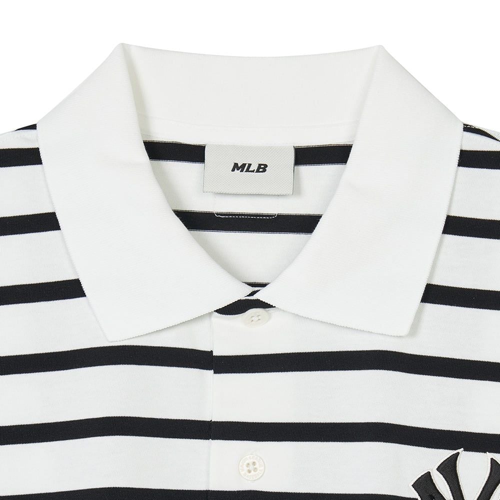  Áo Polo MLB - Varsity Stripe Oversized Collared T-shirt NY - 3APQV0343 