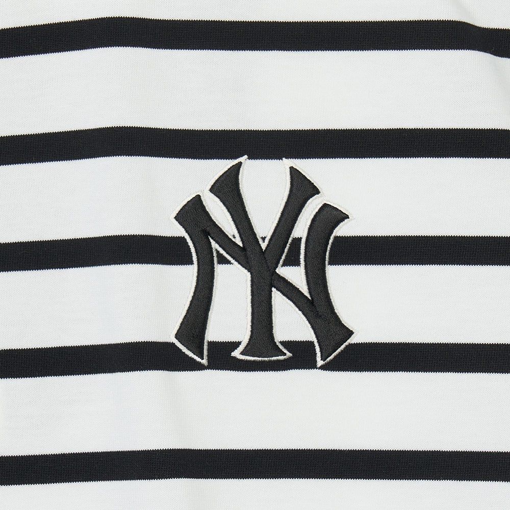  Áo Polo MLB - Varsity Stripe Oversized Collared T-shirt NY - 3APQV0343 