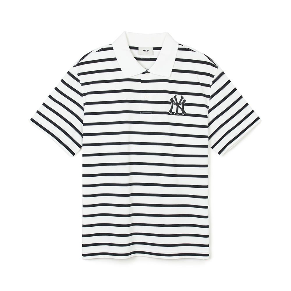  Áo Polo MLB - Varsity Stripe Oversized Collared T-shirt NY - 3APQV0343 