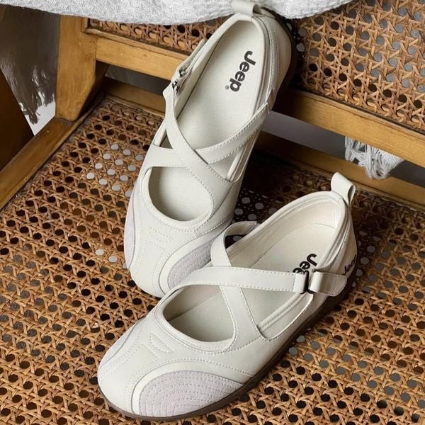 Giày Jeep Mary Jane - [Nữ] Vintage Toe Ballet White P661W13310
