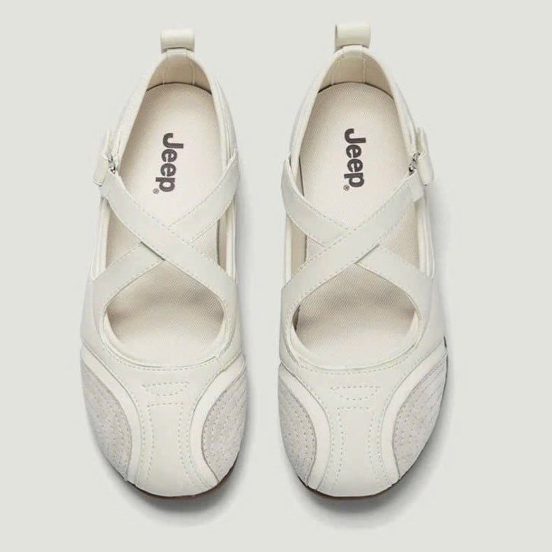  Giày Jeep Mary Jane - [Nữ] Vintage Toe Ballet White P661W13310 