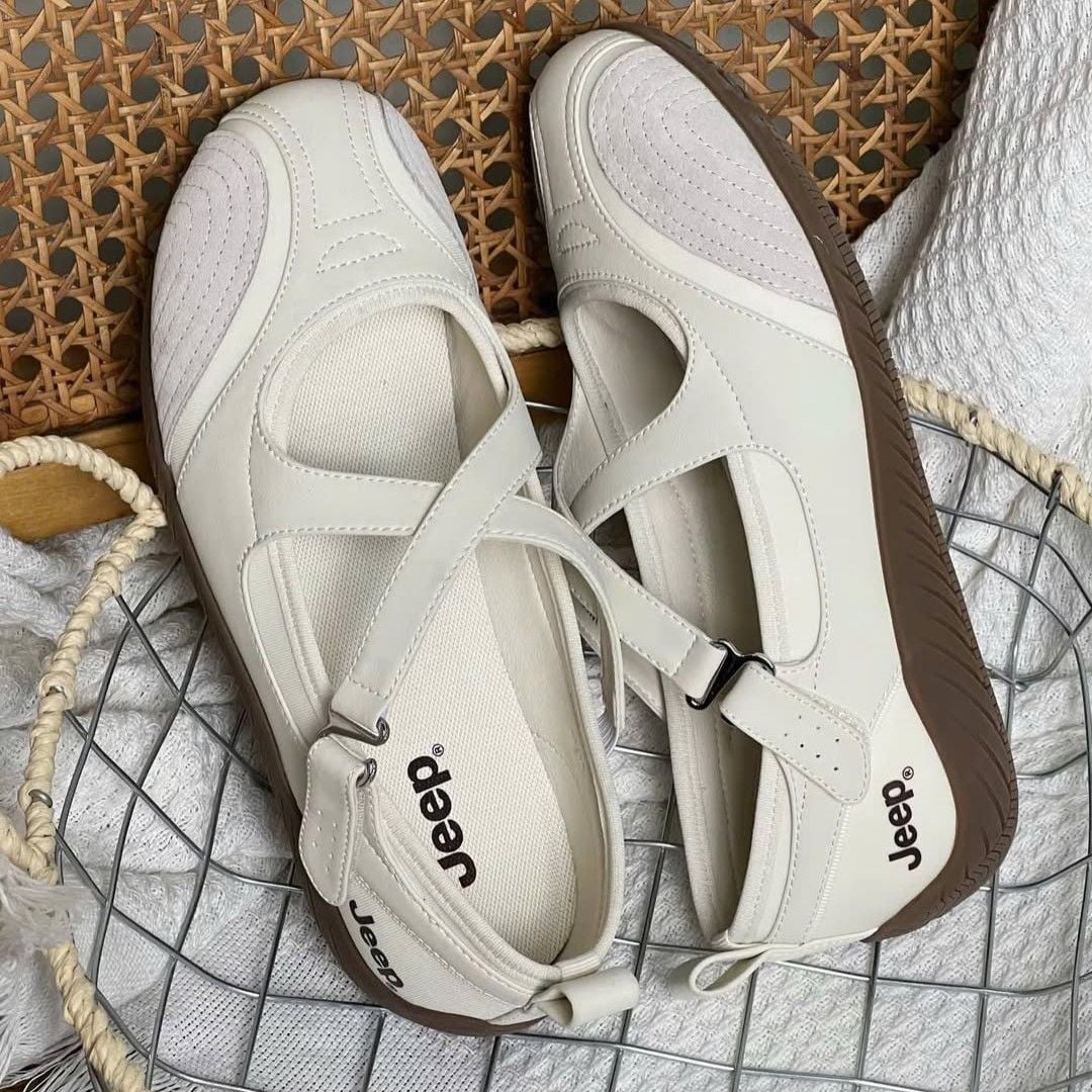  Giày Jeep Mary Jane - [Nữ] Vintage Toe Ballet White P661W13310 