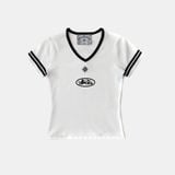  Áo Thun [Unisex] Badblood - [w-tee25-108] 91 V-Neck Jersey T-Shirt - White 