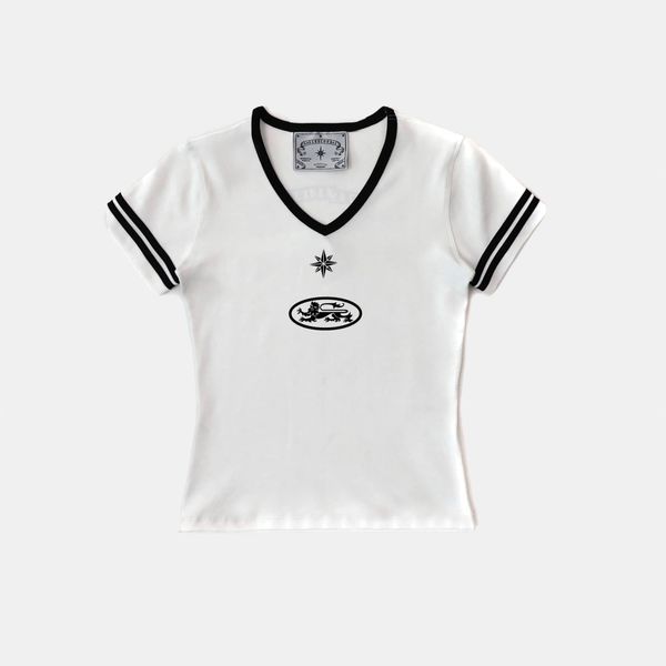 Áo Thun [Unisex] Badblood - [w-tee25-108] 91 V-Neck Jersey T-Shirt - White