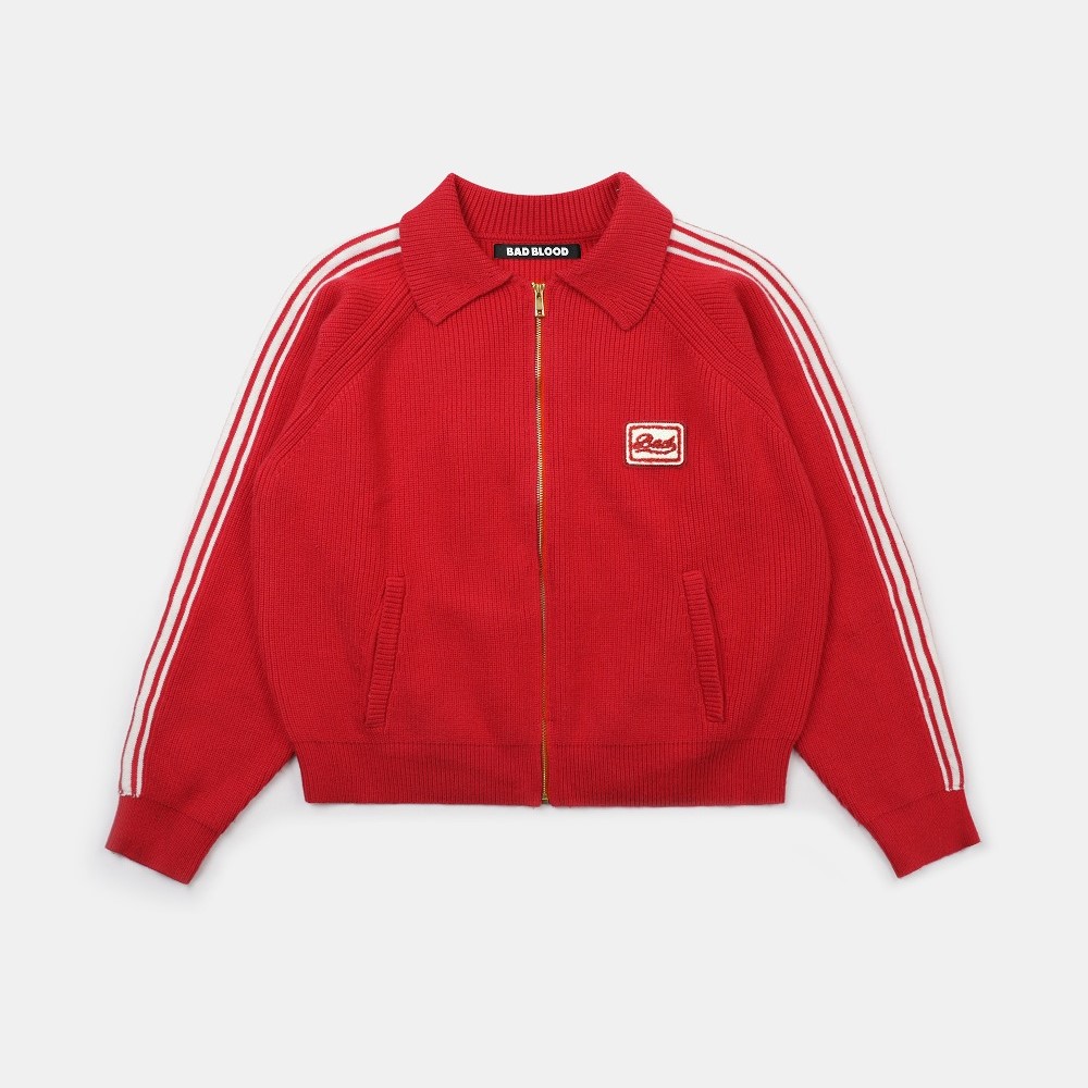 ◆BADBLOOD◆ Billy Knit Track Zip-Up Red w-knt24-013 Áo Khoác [Unisex] Badblood [w-knt24-013] Billy Track ZipUp