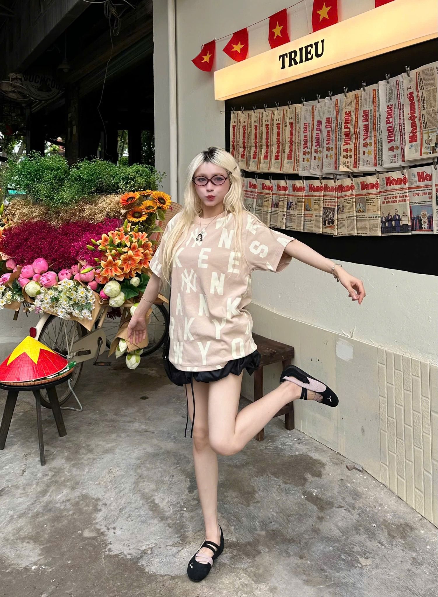  Áo Thun New Era - [Unisex] NY Monogram Yankees Beige T-Shirt - 12225660 