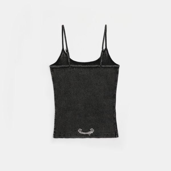 Áo Hai Dây [Nữ] Badblood - [w-tnk25-010] Rusty Denim String Tank Black