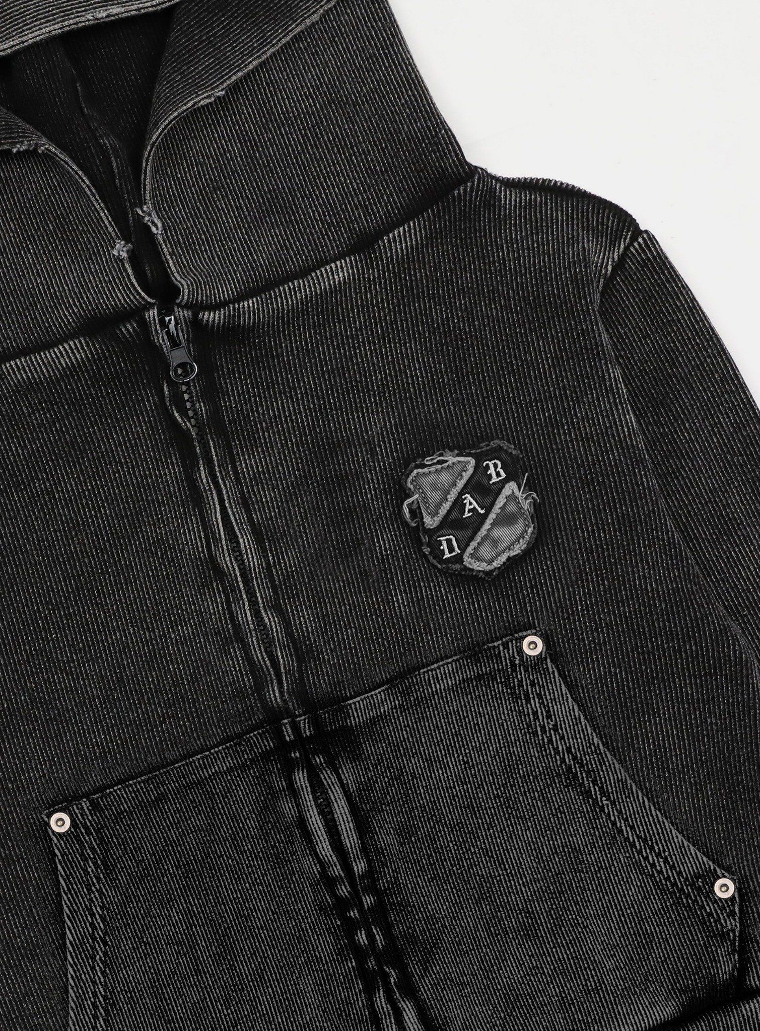  Áo Khoác [Unisex] Badblood - [w-hde25-008] Rusty Denim Hoodie Slim Fit Black 