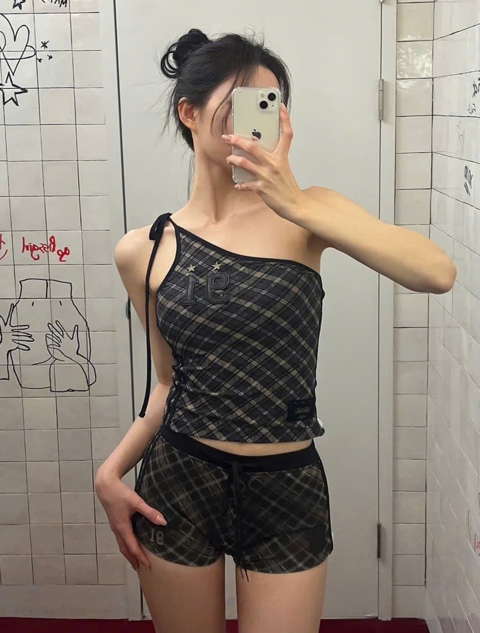  Áo Hai Dây [Nữ] Badblood - [w-tnk25-015] Vintage Club One Shoulder Tank 