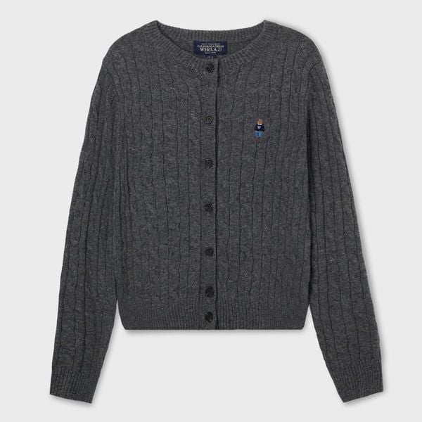 Áo Cardigan WHOAU [Nữ]- Steve Cable Cardigan Gray - WHCKF4901F