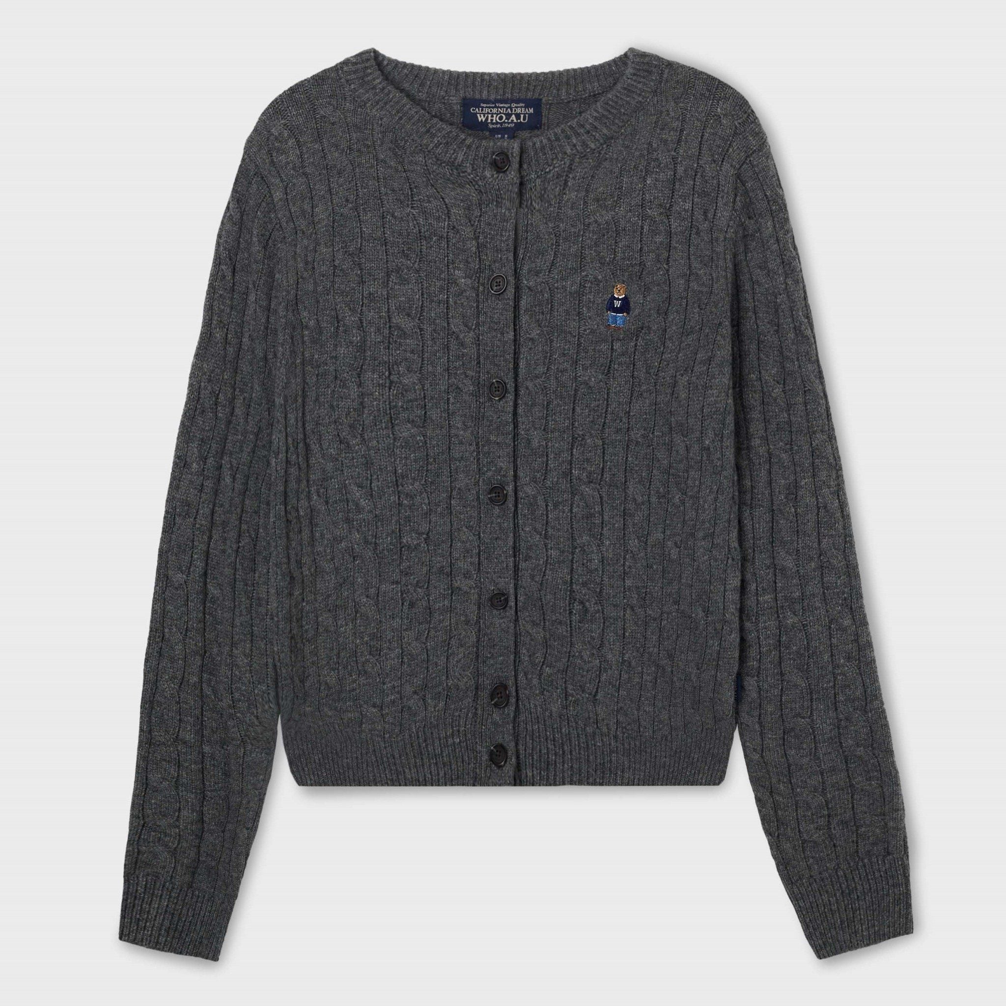  Áo Cardigan WHOAU [Nữ]- Steve Cable Cardigan Gray - WHCKF4901F 