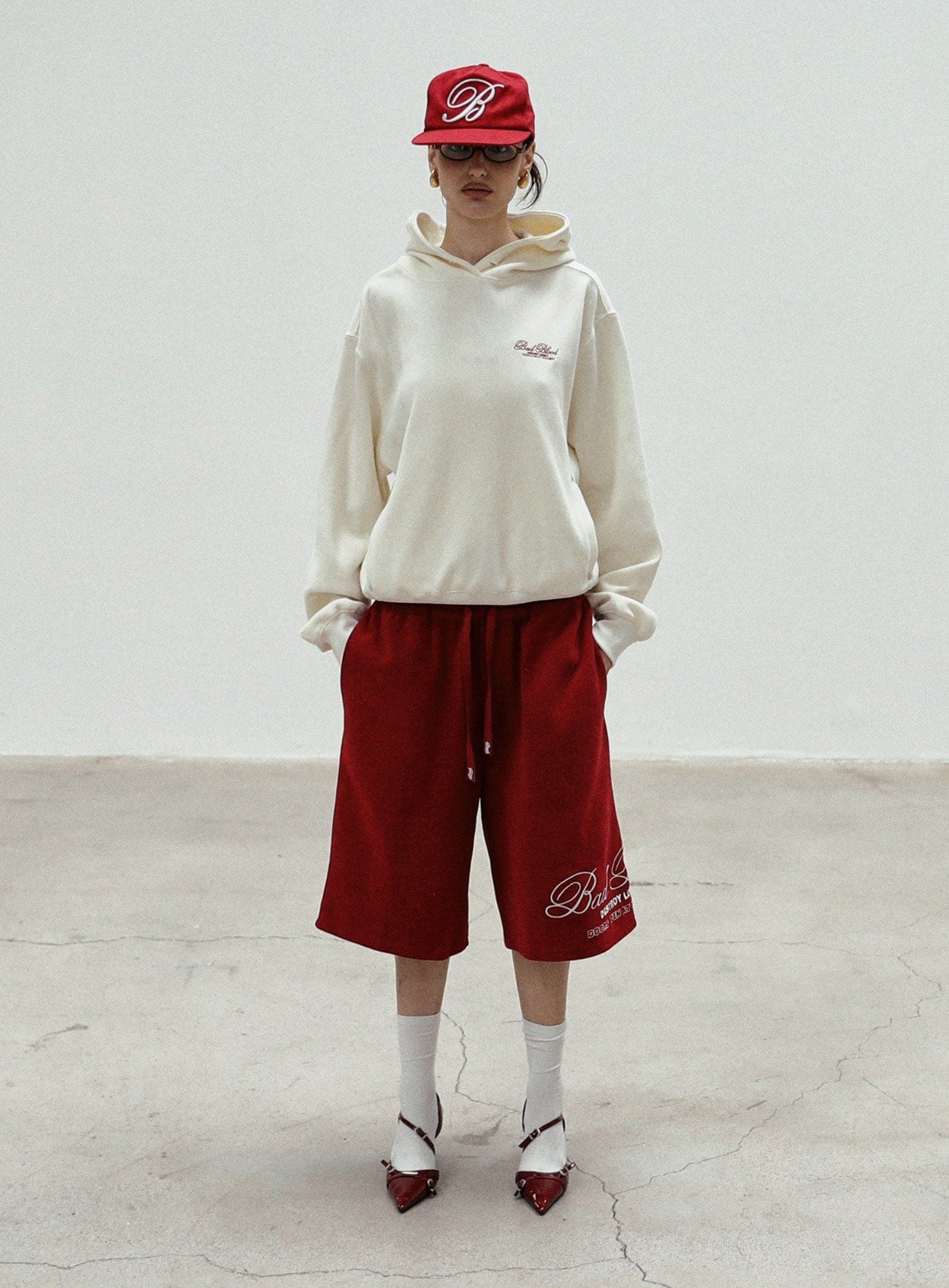  Áo Hoodie [Unisex] Badblood - [w-hde24-028] Classic Logo Hooded Cream 