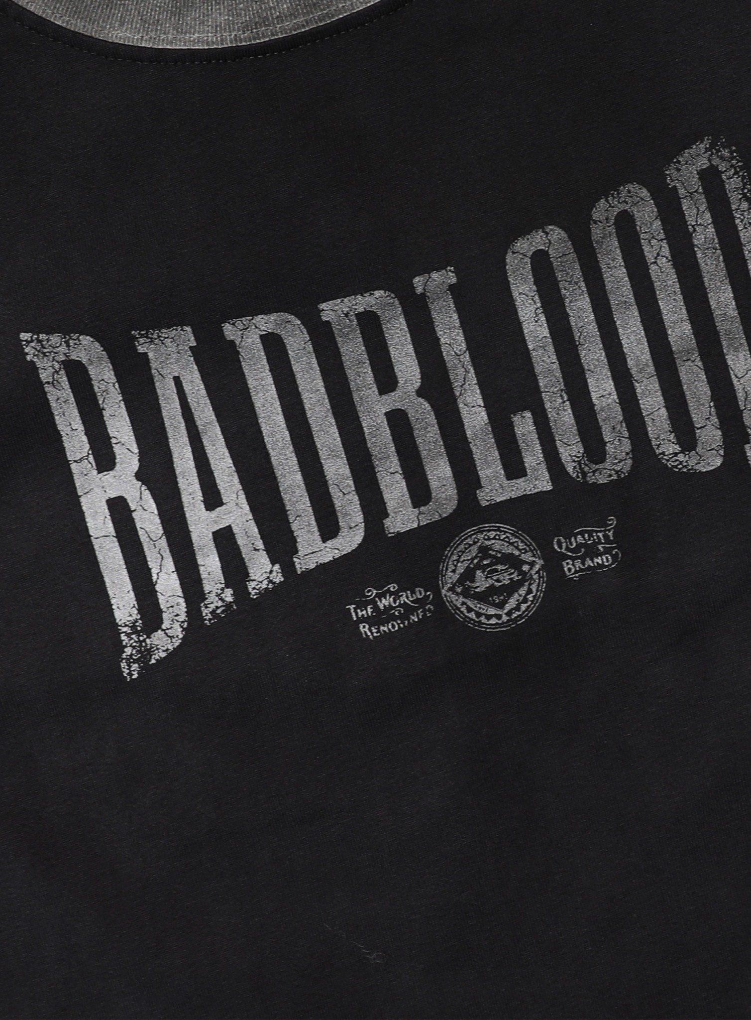  Áo Thun [Unisex] Badblood - [w-tee25-054] Curved Logo Dusty Ringer T-Shirt Black 