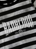  Áo Thun [Unisex] Badblood - [w-tee25-066] Curved Logo Dusty Stripe T-Shirt Black/Grey 