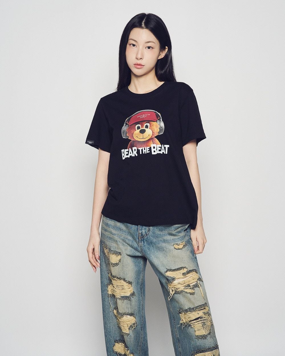  Áo thun [Nữ] ADLV - Acmédelavie Headphone AC Bear Black 