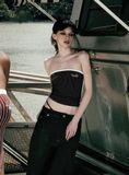 Áo Quây [Nữ] Badblood - [w-tnk25-034] Classic Logo Stripe Tube Top Black 