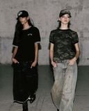  Áo Thun [Unisex] Badblood - [w-tee25-093] Cosmo Reflective Ringer T-Shirt - Green Camo 