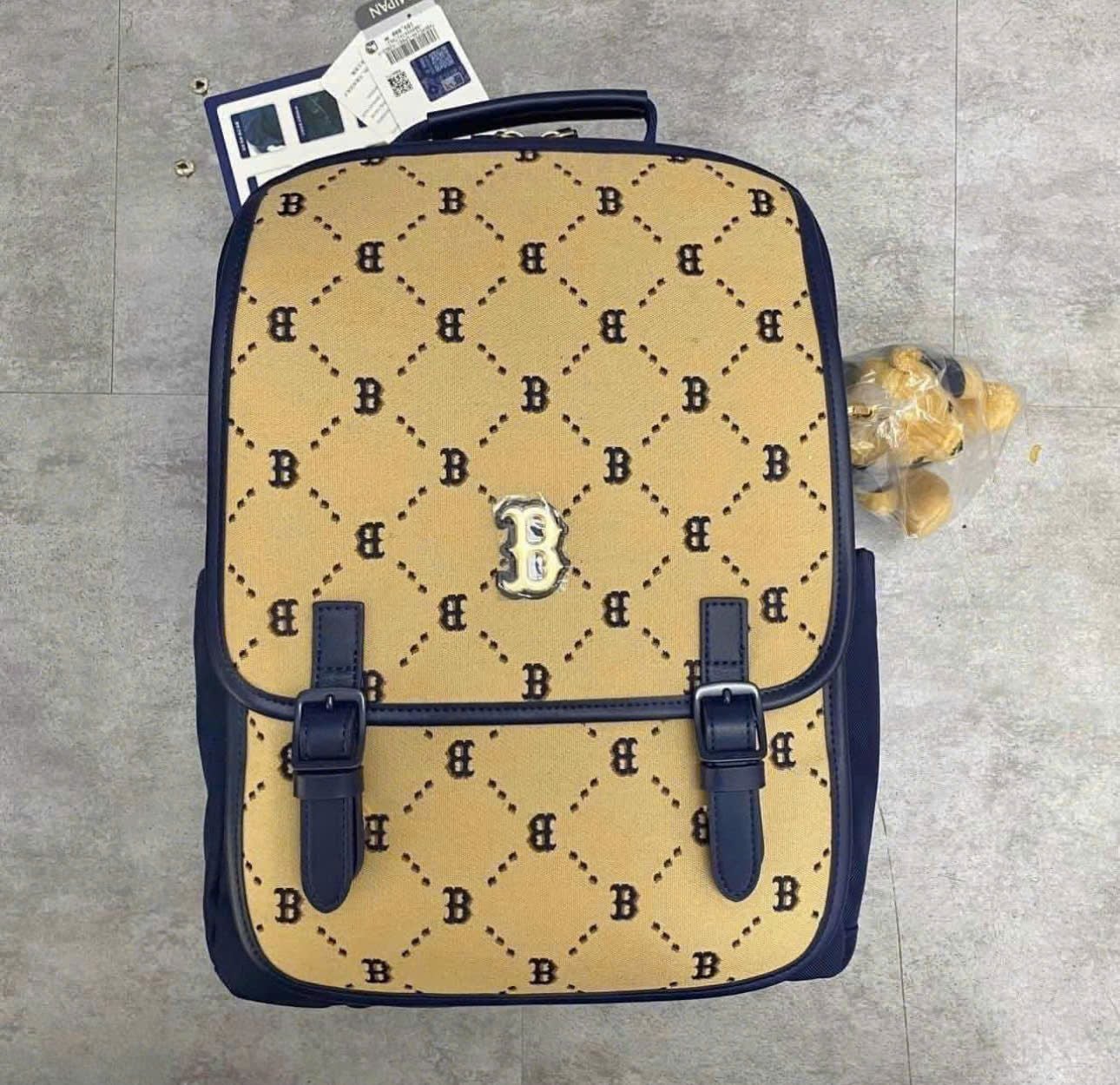  Balo MLB Korea - Diamond Monogram Jacquard Cute Bear New York Yankees Black - 7ABKMD24N-50BKS 