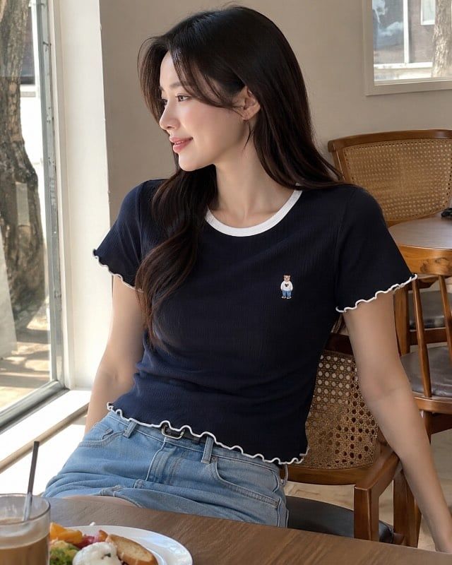  Áo Thun WHOAU [Nữ] - Steve Ribbed Frill - WHRAG3752F 