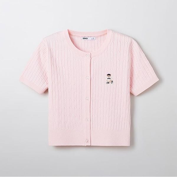  Áo Thun Len SPAO [Nữ] - Woody Cable Crop Cardigan Pink - SPCKF24G51 